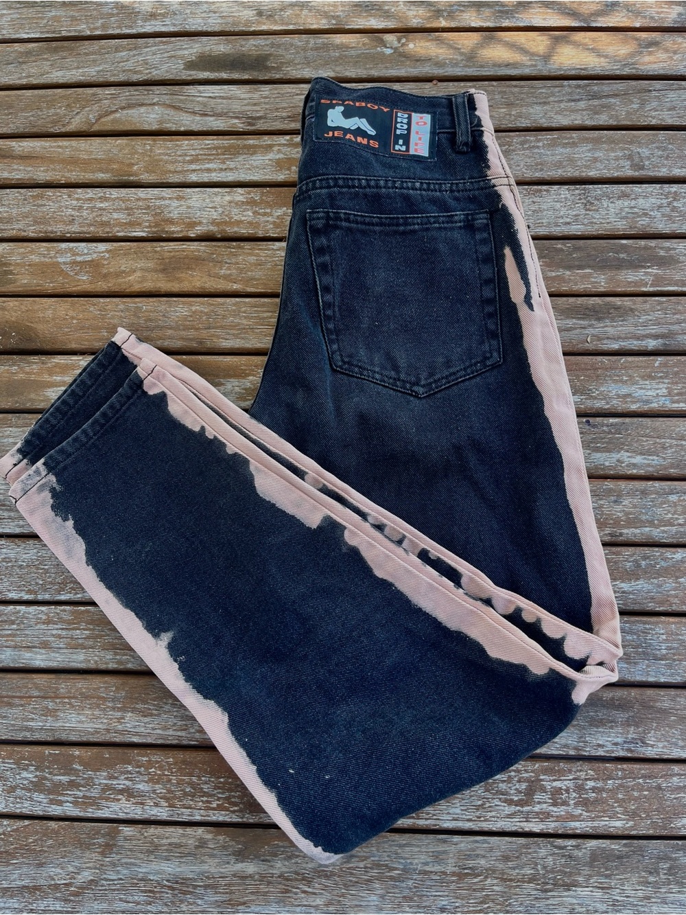 SpaBoy Two-Tone black jeans with tan accent